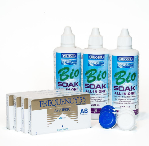 4x Frequency 55 Aspheric + Trójpak Biosoak 4x Frequency 55 Aspheric + Trójpak Biosoak